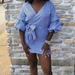 Blue and White Stripes mini Dress